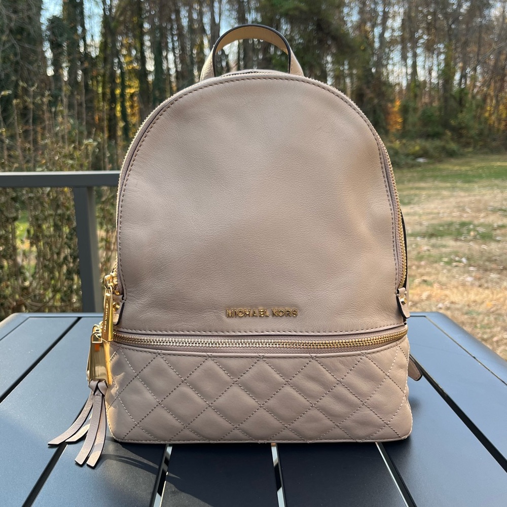 SOLD! Michael Kors Rhea Medium Quilted-Leather Backpack